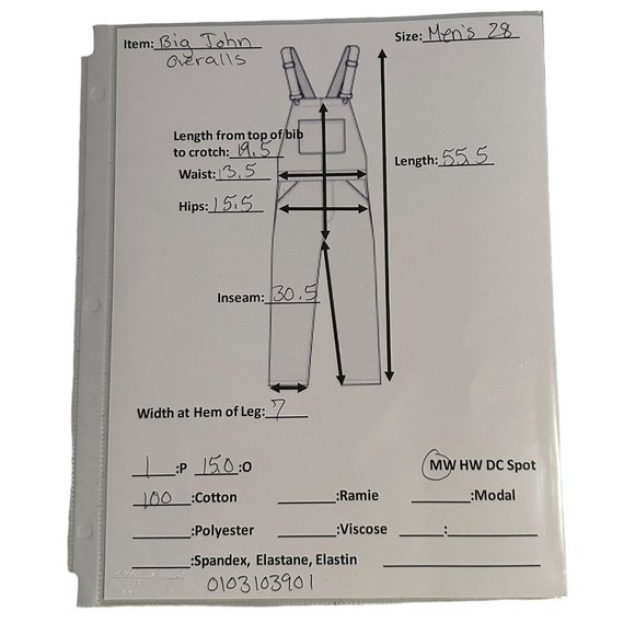 Big John Mens Denim Overalls 28 30 Dark Wash Thick Denim High Quality Workwear - Picture 10 of 10